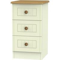 Welcome Furniture Ready Assembled Flora 3 Drawer Bedside Cabinet Cream, Cream