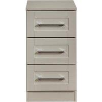 Welcome Furniture Ready Assembled York 3 Drawer Bedside Cabinet Kaschmir Ash, Cream