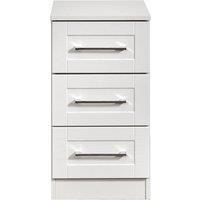 Welcome Furniture Ready Assembled York 3 Drawer Bedside Cabinet White Ash, White