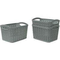 JVL 1.5L, Rectangular Set of 3 Loop Storage Baskets - Grey, Grey