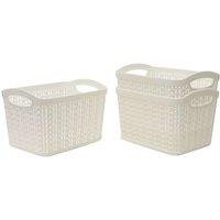 JVL 1.5L, Rectangular Set of 3 Loop Storage Baskets - White, White