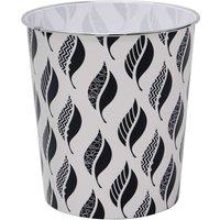 JVL Leaves Plastic Waste Paper Bin - Black and White