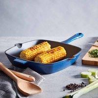 Barbary & Oak 26cm Cast Iron Grill Pan - Blue, Blue