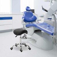 HOMCOM Faux Leather Saddle Stool With Moulded Padded Seat Adjustable Height Black, Black