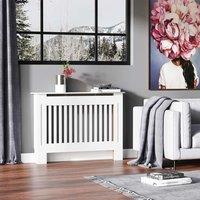 HOMCOM Radiator Cover Painted Slatted MDF Cabinet Lined Grill, White