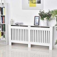 HOMCOM Radiator Cover Painted Slatted MDF Cabinet Lined Grill 172L, White