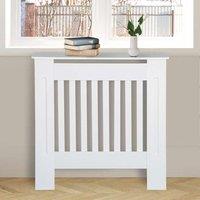 HOMCOM Radiator Cover Wooden Cabinet Vertical Slattted Vent MDF White Home, White
