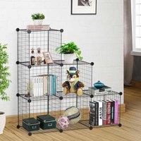 HOMCOM DIY 6 Cube Metal Wire Rack Interlocking Storage Cabinet Organiser Display, Black