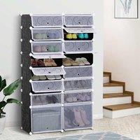 HOMCOM Large 16 Cube DIY Shoes Rack Portable Interlocking Plastic Cabinet