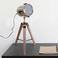 HOMCOM Vintage Tripod Table Desk Lamp Bedside Light Copper Finish Wooden Base, Brown