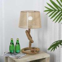 HOMCOM Nautical Style Rope-Base Table Lamp With Fabric Lampshade Metal Frame Beige, Cream