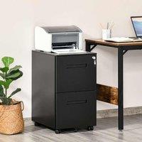 Vinsetto Mobile Lockable File Cabinet With Adjustable Hanging File Folder Black, Black