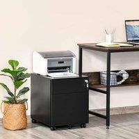 Vinsetto Mobile File Cabinet Steel Lockable With Pencil Tray for A4 Letters Black, Black