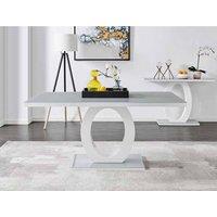 Furniture Box Giovani 6 Seater Grey White Modern High Gloss And Glass Dining Table