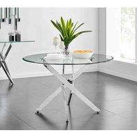 Furniture Box Novara 6 Seater Chrome Metal And Glass Large 120Cm Round Dining Table