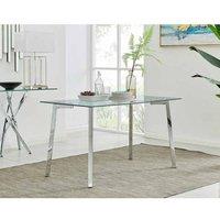 Furniture Box Cosmo 4 Seater Chrome Metal And Glass Dining Table