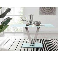 Furniture Box Florini White Glass And Metal V Dining Table