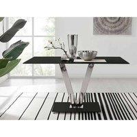 Furniture Box Florini Black Glass And Metal V Dining Table