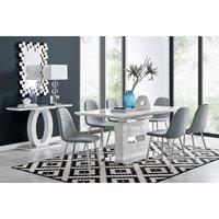 Furniture Box Arezzo Large Extending Dining Table and 6 x Grey Corona Silver Leg Chairs