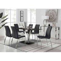 Furniture Box Florini V Black Dining Table and 6 x Black Isco Chairs