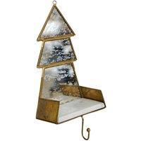 Ivyline Glass Christmas Tree Marble Stocking Holder H30cm W14cm D10cm, Gold