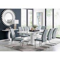 Furniture Box Arezzo Large Extending Dining Table and 8 x Grey Lorenzo Chairs