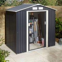 Rowlinson Trentvale 6X4 Metal Apex Shed - Dark Grey, Grey