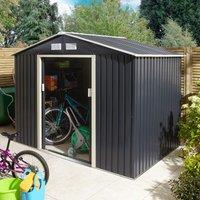 Rowlinson Trentvale 8X6 Metal Apex Shed - Dark Grey, Grey