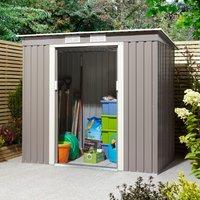 Rowlinson Trentvale 6X4 Metal Pent Shed - Light Grey, Grey