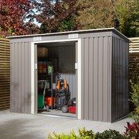 Rowlinson Trentvale 8X4 Metal Pent Shed - Light Grey, Grey