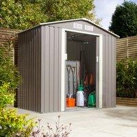 Rowlinson Trentvale 6X4 Metal Apex Shed - Light Grey, Grey