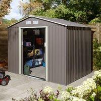 Rowlinson Trentvale 8X6 Metal Apex Shed - Light Grey, Grey