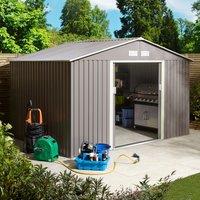 Rowlinson Trentvale 10X8 Metal Apex Shed - Light Grey, Grey