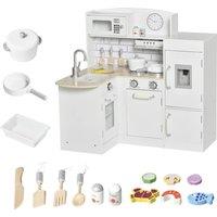 Jouet Childrens Electronic Cooking Kitchen Toy with Microwave, Fridge, & Cabinets - White, White