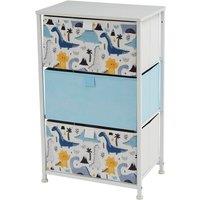 Liberty House Toys Kids 3 Drawer Dinosaur Storage Chest Unit, Blue