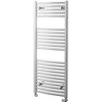 Towelrads Pisa Curved Towel Radiator, 1400 x 600mm - Chrome, Silver