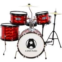 3Rd Avenue 5 Piece Beginner Junior Drum Kit - Red, Red