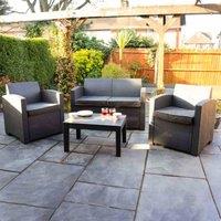 Groundlevel 4 Piece Rattan Furniture Set - Black, Black