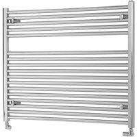 Towelrads Pisa Horizontal Chrome Flat Towel Radiator, 600 x 1000mm - Chrome, Silver