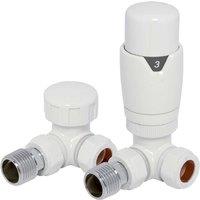 Towelrads Round Corner Towel Radiator Valve and Lockshield Set - White, White