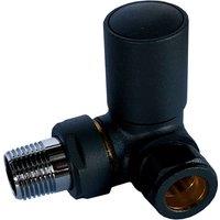 Towelrads Corner Towel Radiator Round Manual Valve and Lockshield - Black, Black