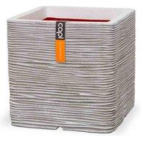 Capi Europe Square Planter Rib NL 30x30x30 - Ivory, White