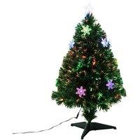 Bon Noel 3ft Green Pre-Lit Artificial Fibre Optic Christmas Tree with LEDs, Green