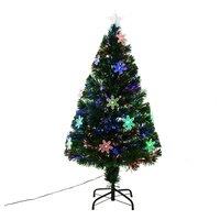 Bon Noel 4ft Green Pre-Lit Artificial Fibre Optic Christmas Tree with Snowflake LED Lights, Green