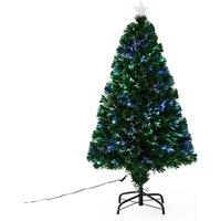 HOMCOM 4ft Green Pre-Lit Artificial Fibre Optic Christmas Tree with Star Tree Topper, Green