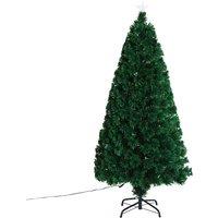 HOMCOM 5' Green Pre-Lit Artificial Fibre Optic Christmas Tree with Star, Green
