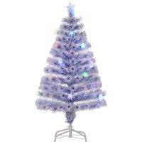 HOMCOM 4ft Snowy Pre-Lit Artificial Christmas Tree with 16 LED Lights, Blue