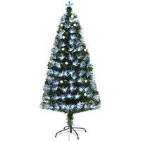 HOMCOM 6ft Pre-Lit Artificial Fibre Optic Christmas Tree 230 White LED, Green