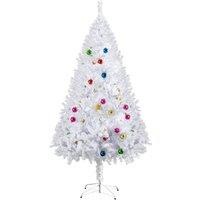 Bon Noel 5ft Snow Artificial Christmas Tree with Various Multi Coloured Ornaments, White