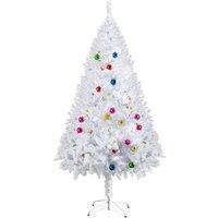 Bon Noel 6ft Snow Artificial Christmas Tree with Various Multi Coloured Ornaments